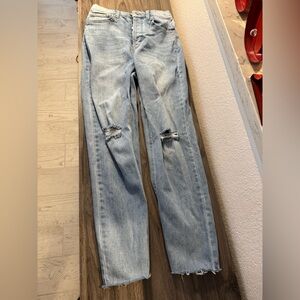 Wild Fable button-fly raw wdge distressed jeans, size 0/XS